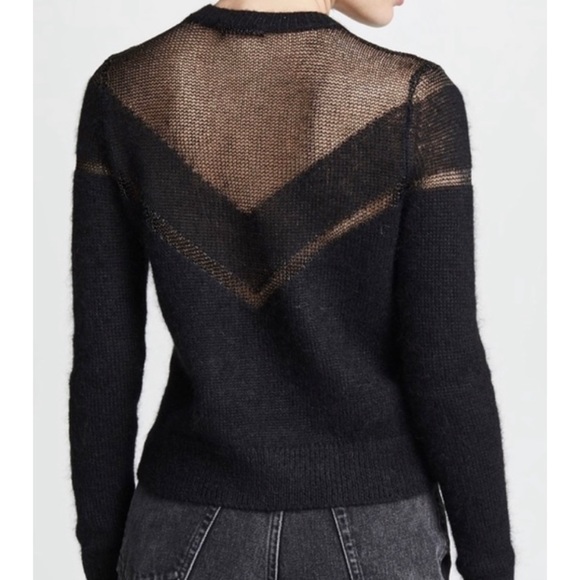 RAG & BONE • Black Blaze Open Knit Crewneck Sweater - Picture 4 of 16